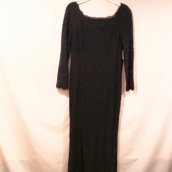 Adrianna Papell Maxi Dress Size 14 NWT Black Color Floral Lace Long Sleeves - Picture 1 of 5